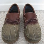 COLE HAAN OLIVE GREEN & BROWN LEATHER WATERPROOF DUCK SHOES / MENS SIZE 10 EUC!