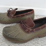 COLE HAAN OLIVE GREEN & BROWN LEATHER WATERPROOF DUCK SHOES / MENS SIZE 10 EUC!