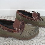 COLE HAAN OLIVE GREEN & BROWN LEATHER WATERPROOF DUCK SHOES / MENS SIZE 10 EUC!