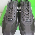 $150.0 Hugo Boss Men’s Fashion Sneakers Space Up Leather Shoes DARK GRAY SIZE 12