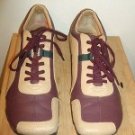 DIESEL MEN’S ‘SEVILLE ” BEIGE/BURGUNDY LEATHER ATHELETIC SNEAKERS SIZE 13