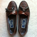 Bragano by Cole Haan Leather & Linen Loafers Tassels Black Brown Mens Shoes 8.5