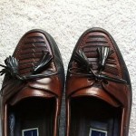 Bragano by Cole Haan Leather & Linen Loafers Tassels Black Brown Mens Shoes 8.5