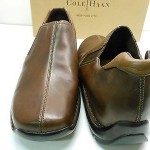 NEW COLE HAAN ZENO TORTOISE BROWN LEATHER CENTER STITCH SLIP ON CASUAL SHOES