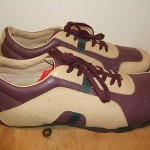 DIESEL MEN’S ‘SEVILLE ” BEIGE/BURGUNDY LEATHER ATHELETIC SNEAKERS SIZE 13