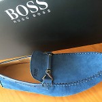 HUGO BOSS BLACK – DRENNO  Men’s Loafers In Medium Blue