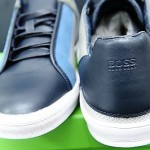 NIB HUGO BOSS GREEN $185 MEN’S ATTAIN LEATHER BLUE SNEAKERS SHOES 12