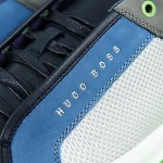 NIB HUGO BOSS GREEN $185 MEN’S ATTAIN LEATHER BLUE SNEAKERS SHOES 12