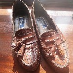 Bragano by Cole Haan Woven Leather Loafers Tassels Brown Mens Shoes 10.5