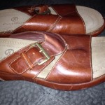 Mens Cole Haan Nike Air Size 8 1/2 Brown Leather Slip On Sandals Mules Shoes
