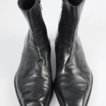 Amazing $395 HUGO BOSS Black Italian Leather Side-Zip Chelsea Ankle Boots 10