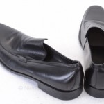 Hugo Boss 9.5 Black leather slip on square toe venetian loafer shoe new GTQ545