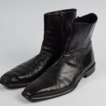 Amazing $395 HUGO BOSS Black Italian Leather Side-Zip Chelsea Ankle Boots 10
