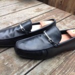 $275 Hugo Boss Doster Square Toe Loafer Black Leather Men Size 10.5