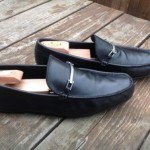 $275 Hugo Boss Doster Square Toe Loafer Black Leather Men Size 10.5