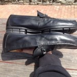 $275 Hugo Boss Doster Square Toe Loafer Black Leather Men Size 10.5
