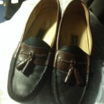 Cole Haan Loafers 13D Mens Shoes Two Tone Brown Black Leather Tassels