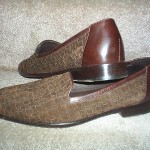 AWESOME BROWN  WOVEN COLE HAAN BRAGANO ITALY CASUAL SLIP ON LOAFERS LEATHER 10M