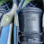 NIB HUGO BOSS GREEN $185 MEN’S ATTAIN LEATHER BLUE SNEAKERS SHOES 12