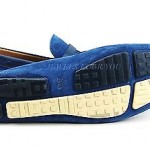 HUGO BOSS BLACK LABEL BLUE SUEDE DRIVING MOCCASINS SHOES LEATHER NEW SIZE 9, 42