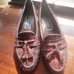 Bragano by Cole Haan Woven Leather Loafers Tassels Burgundy Mens Shoes 10.5