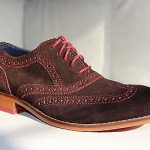 Cole Haan NEW Suede Wingtip Oxfords BROWN Sz 8 W Orig $198 Red Stiching
