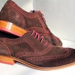 Cole Haan NEW Suede Wingtip Oxfords BROWN Sz 8 W Orig $198 Red Stiching