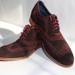 Cole Haan NEW Suede Wingtip Oxfords BROWN Sz 8 W Orig $198 Red Stiching