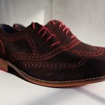 Cole Haan NEW Suede Wingtip Oxfords BROWN Sz 8 W Orig $198 Red Stiching
