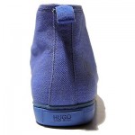 $275 Hugo Boss Red Label Canvas Sneakers Blue Mens Shoes Trainers Hi-top Lace-up