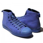 $275 Hugo Boss Red Label Canvas Sneakers Blue Mens Shoes Trainers Hi-top Lace-up