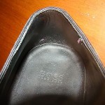 mens hugo boss lace up dress shoe made in italy black leather oxford size 8