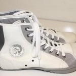 DIESEL *NWD* “Hayvn” Mens 13 47 White & Gray Leather High Top Sneakers Shoes zk