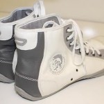 DIESEL *NWD* “Hayvn” Mens 13 47 White & Gray Leather High Top Sneakers Shoes zk