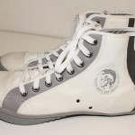 DIESEL *NWD* “Hayvn” Mens 13 47 White & Gray Leather High Top Sneakers Shoes zk