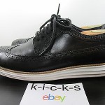 Cole Haan Lunargrand Lunarlon Lunar Longwing Wingtip Black Leather 10