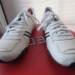 NEW DIESEL SOLAR WHITE AND GRAY LEATHER MENS SNEAKERS SIZE 11