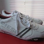 NEW DIESEL SOLAR WHITE AND GRAY LEATHER MENS SNEAKERS SIZE 11
