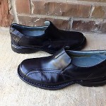 Mens CLARKS Black Leather Oxford Slip On Loafers Size 10.5M