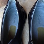 Mens CLARKS Black Leather Oxford Slip On Loafers Size 10.5M