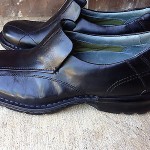 Mens CLARKS Black Leather Oxford Slip On Loafers Size 10.5M