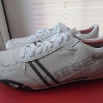 NEW DIESEL SOLAR WHITE AND GRAY LEATHER MENS SNEAKERS SIZE 11