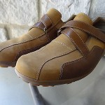 Cole Haan Velcro Brown driving casual shoes size 12 vibram sole two tone brown