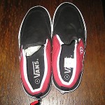Vans Red & Black Slip On Shoes Size 6 Mens NEW with box