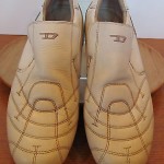 Mens sz 8.5 M offwhite leather slip on Diesel athletic driving mocs casual shoes