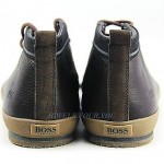 HUGO BOSS BLACK LABEL BAKLO SHOES SNEAKERS BROWN 100% LEATHER NEW SIZE 10 43