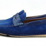 HUGO BOSS BLACK LABEL BLUE SUEDE DRIVING MOCCASINS SHOES LEATHER NEW SIZE 9, 42