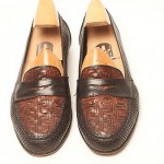 BRAGANO by COLE HAAN WOVEN BLACK and BROWN Loafers SZ 8.5