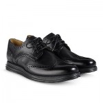 Cole Haan Lunargrand Wing Tip Mens Leather Oxford Dress Shoes Style C12597 Black
