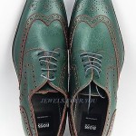 HUGO BOSS BLACK LABEL FOREST GREEN WITH RED SHOES 100% LEATHER NEW SZ 8 41 ITALY